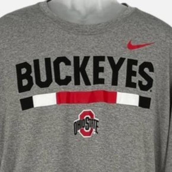 Nike Legend Buckeyes Ohio State LS Tee Shirt in Heather Size X-Large - Picture 2 of 11
